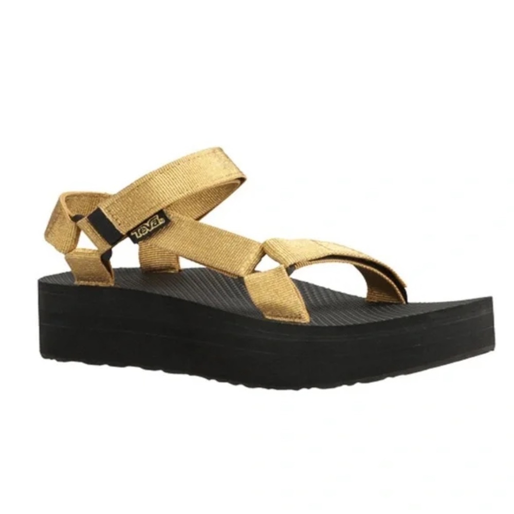 Teva Universal Flatform Platform Sandals, Metallic Gold Size 7